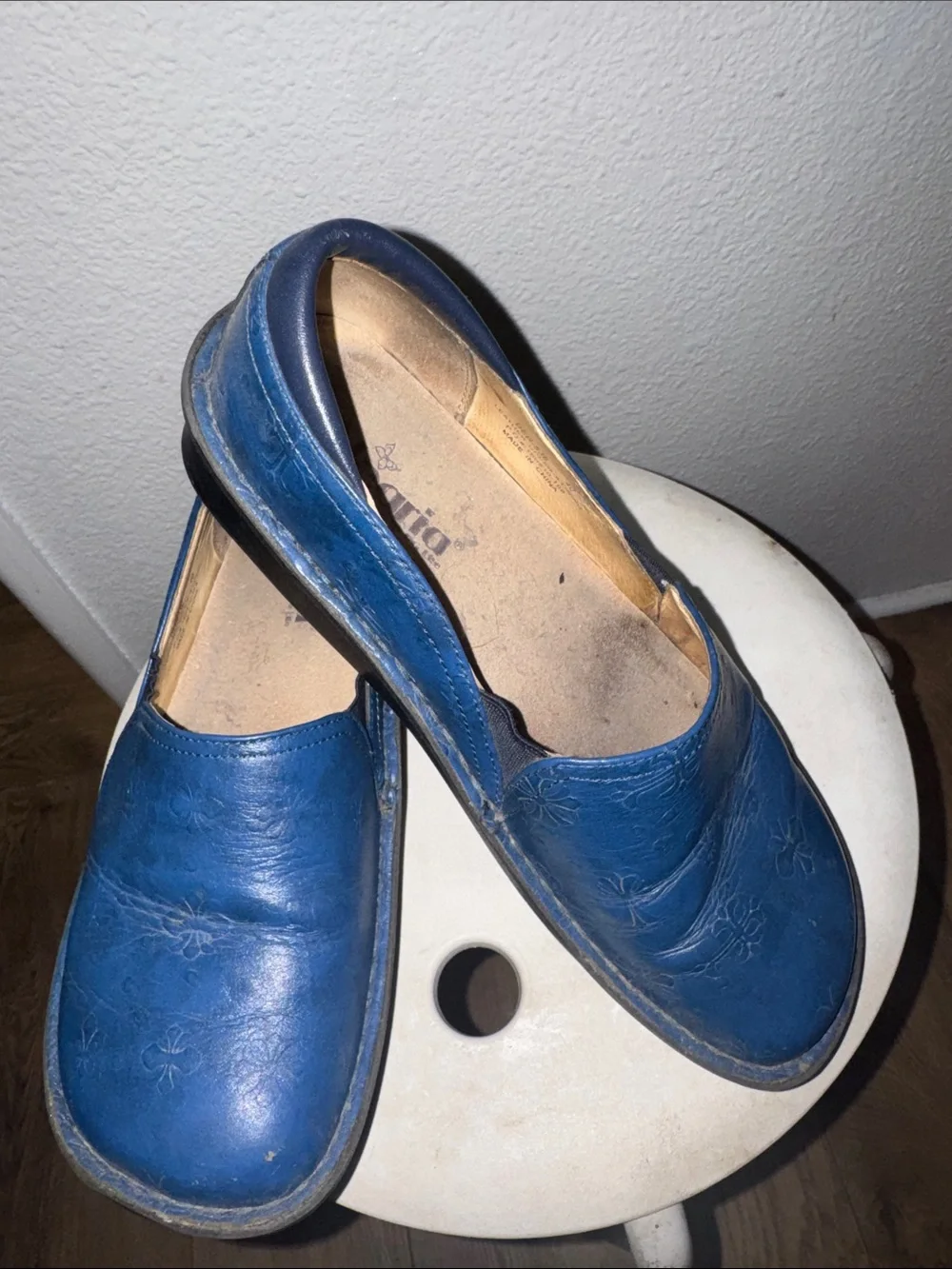 Traq by Alegria Blue Floral Slip-On Flats